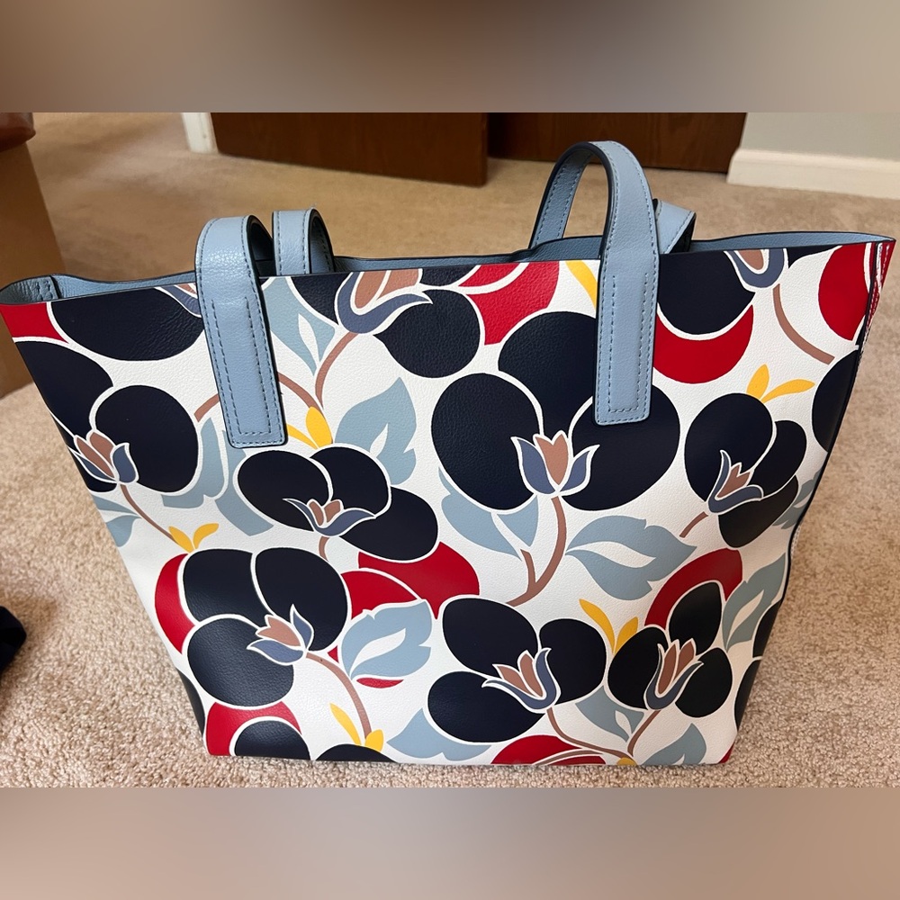 Kate Spade Mya Breeze Reversible Blue and Red Floral Tote